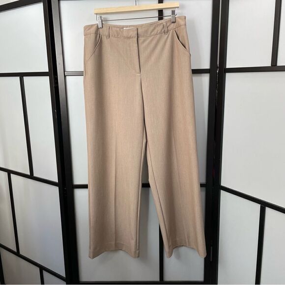 [13] Reitman’s Creme/Tan Structured Wide Leg Trousers Women’s Career Pant - Picture 2 of 14